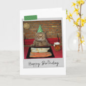 Roken zalmkat Funny Birthday Card Kaart (Gele Bloem)