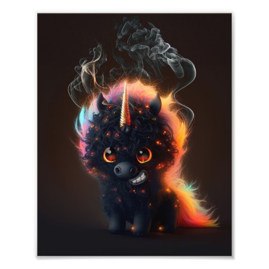 Roken zwarte Unicorn T-Shirt Foto Afdruk (Voorkant)