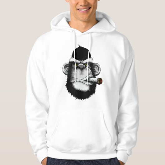 Rokende aap met sigaar Premium Hoodie (Voorkant)