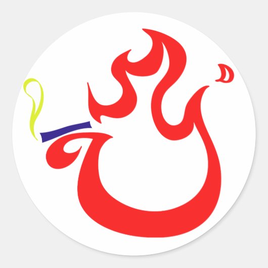 Rokende Brand Ronde Sticker (Voorkant)