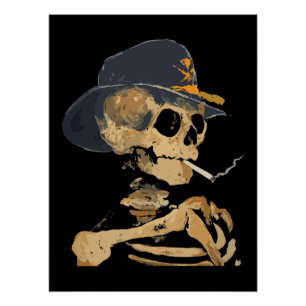 Rokende Cowboy Skelet Perfect Poster