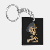 Rokende Cowboy Skelet Sleutelhanger (Voorkant Links)