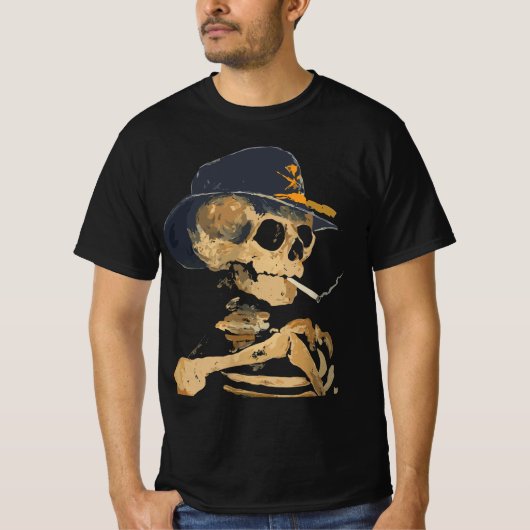 Rokende Cowboy Skelet T-shirt (Voorkant)