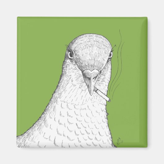 Rokende duivenmagneet | Bizar, eigenzinnig en leuk Magneet (Voorkant)