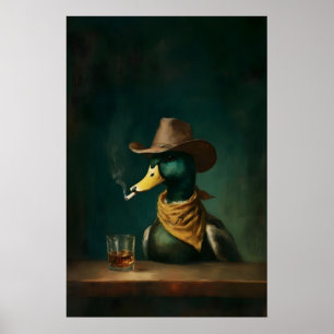 Rokende Eend Cowboy Bar Muur, Vintage Grappig Poster