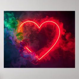 Rokende gloeiend hete hart op een moderne muur poster