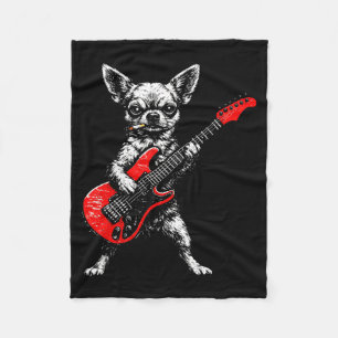 Rokende hond grappige chihuahua meme gitaar spelen fleece deken