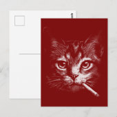 Rokende Kat Grappig Briefkaart (Voorkant / Achterkant)