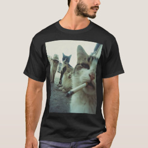 Rokende Kat Meme Grappige Cadeaus voor Mannen Vrou T-shirt