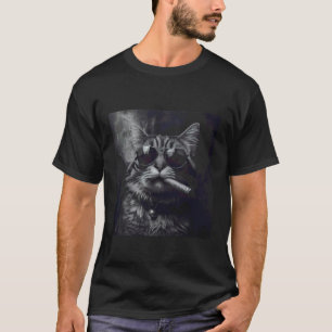 Rokende Kat Moody Noir Zwart En Wit Kunst Grappig T-shirt