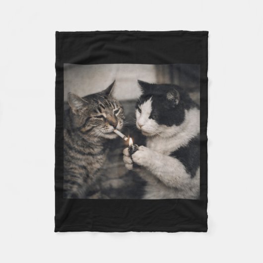 Rokende Kat Sigaret Kitten Grappige Meme Stom Fleece Deken (Voorkant)