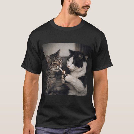 Rokende Kat Sigaret Kitten Grappige Meme Stom T-shirt (Voorkant)