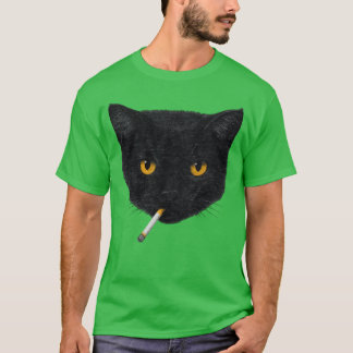 Rokende Kat Vintage Zwarte Kat Retro 90s T-shirt