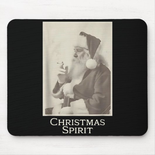 Rokende Kerstman, Grappige Kerstgeest Muismat (Voorkant)