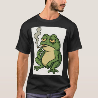 Rokende Kikker Cartoon T-Shirt Grappige Kalm Kikke