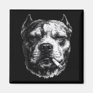 Rokende Pitbull, Grappige Sigaret Roken Hond Meme Magneet