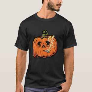 Rokende pompoen gezicht grappige Halloween Stoner  T-shirt