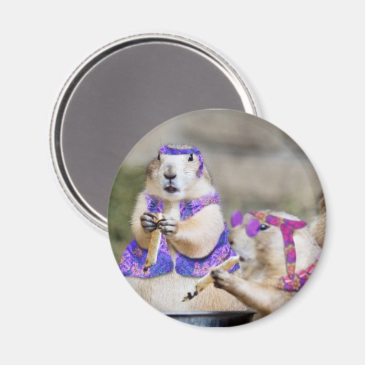 Rokende Prairiehond Hippies Magneet (Voorkant / Achterkant)