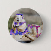 Rokende Prairiehond Hippies Ronde Button 5,7 Cm (Voorkant)