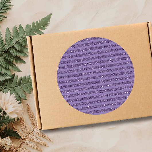 Rokende pruim glitters horizontale strepen ronde sticker