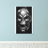 ROKENDE SCHEDEL CANVAS AFDRUK (Insitu (Houten vloer))