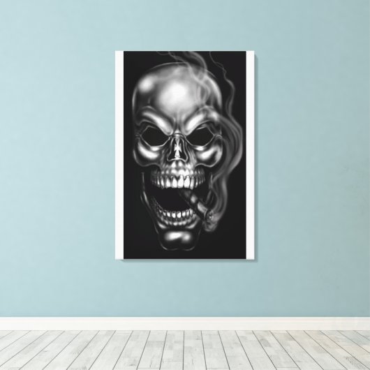 ROKENDE SCHEDEL CANVAS AFDRUK (Insitu (Houten vloer))