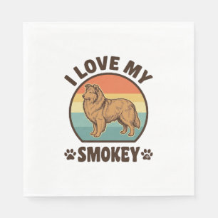 Rokende Sheltie Hond Vintage Sunset Shirt Ontwerp_ Servet