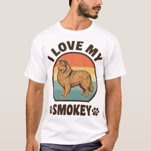 Rokende Sheltie-hond Vintage Sunset T-shirt ontwer