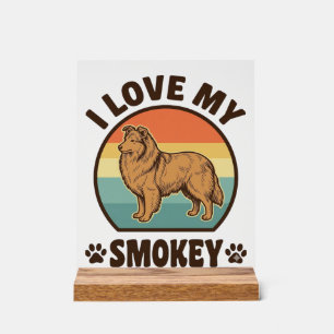 Rokende Sheltie-hond Vintage Sunset T-shirt ontwer Acryl Bord