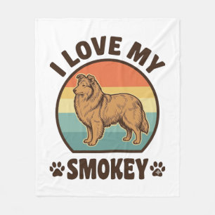 Rokende Sheltie Hond Vintage Sunset T-shirt Ontwer Fleece Deken