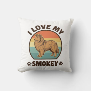Rokende Sheltie-hond Vintage Sunset T-shirt ontwer Kussen