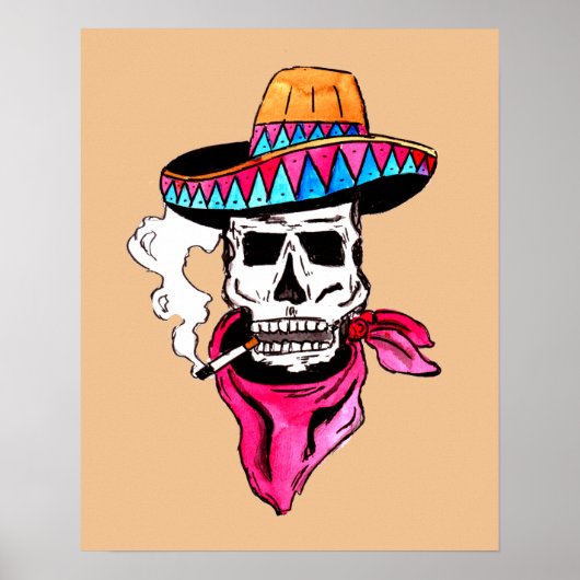 Rokende Skelet Cowboy Poster (Voorkant)