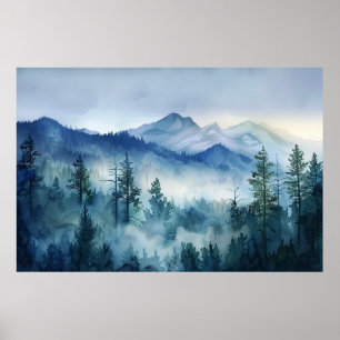 Rokende slapende Ute Mountain aquarellen Poster