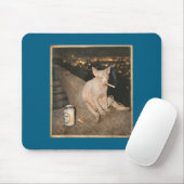 Rokende Sphynx Kat Meme Grappig Ontwerp Muismat (Met muis)
