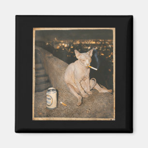 Rokende Sphynx Kat Meme Grappige Grafische Kunst Magneet