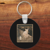 Rokende Sphynx Kat Meme Grappige Illustratie Sleutelhanger (Voorkant)
