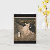 Rokende Sphynx Kat Meme Grappige Kunst Kaart (Gele Bloem)