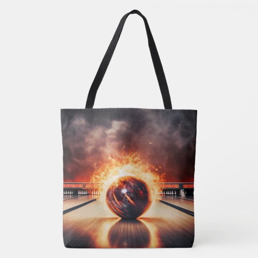 Rokende Striker Bowlingbal Grote Schoudertas Tote Bag (Voorkant)