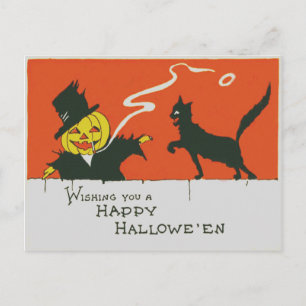 Rokende vogelverschrikker Jack O' Lantern Zwarte K Briefkaart