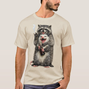 Rokende Wasbeer Bier Buidelrat Beste Vrienden T-shirt