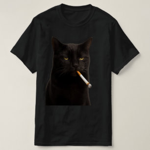 Rokende Zwarte Kat Vintage Ironisch met Sigaret  T-shirt