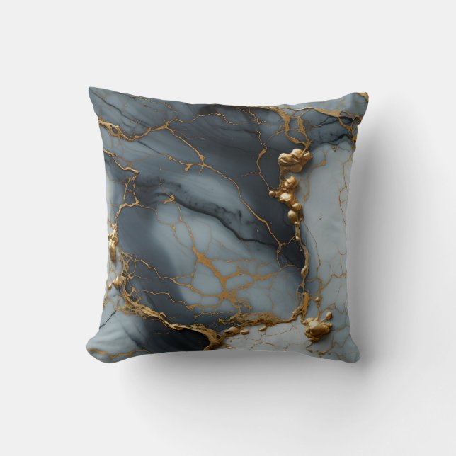 Roker Onyx Marmer met Gouden Aders Kussen (Voorkant)