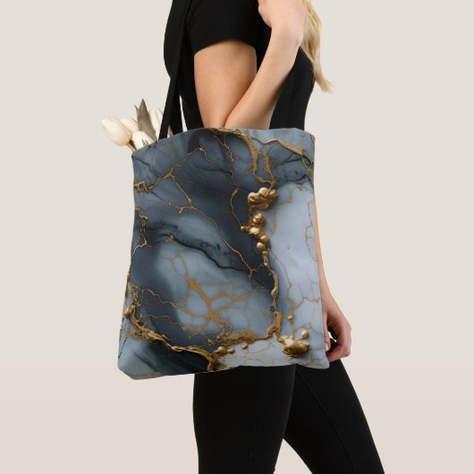 Roker Onyx Marmer met Gouden Aders Tote Bag (Dichtbij)