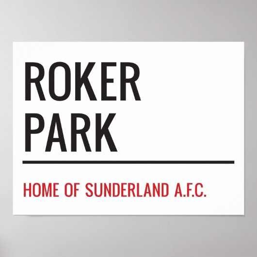 Roker Park Stadium Street Sign Poster (Voorkant)
