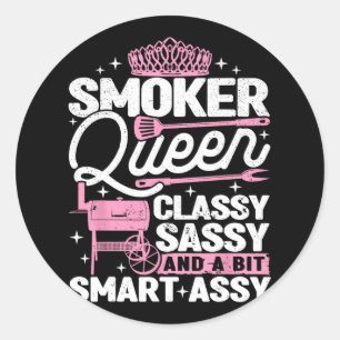 Roker Queen Cly Sy Smart Y Roken BBQ Vrouwen Ronde Sticker