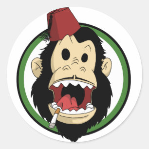 rokeraap ronde sticker