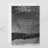 Rokergrijs zwart en mousserend zilver modern huwel kaart (Achterkant)