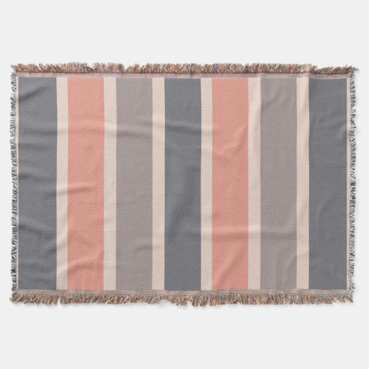 Rokergrijze strepen met koraalaccent deken (Voorkant)
