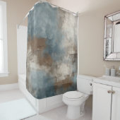 Rokerig Blauw Bruin Beige Rustiek Abstract Douchegordijn (In situ)
