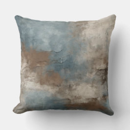 Rokerig Blauw Bruin Beige Rustiek Abstract Kussen